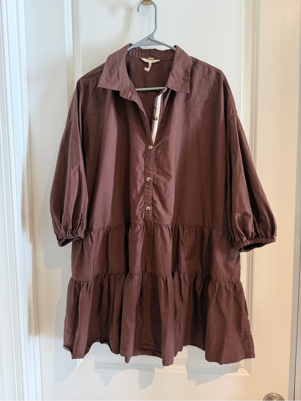 Free People Brown Tiered Popover Dress